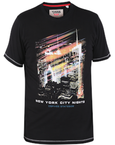 D555 Camborne New York City Nights Bedrucktes T-Shirt Schwarz